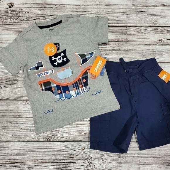 Embroidered Shark T-Shirt, Pirate Octopus, and Pirate Ship T-Shirts & Shorts 3T - Picture 9 of 10